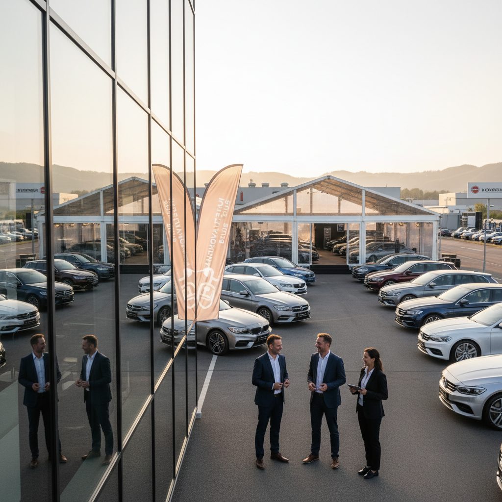 Realistische foto passend bij Is een extern eventbureau de moeite waard voor kmos in de autosector v