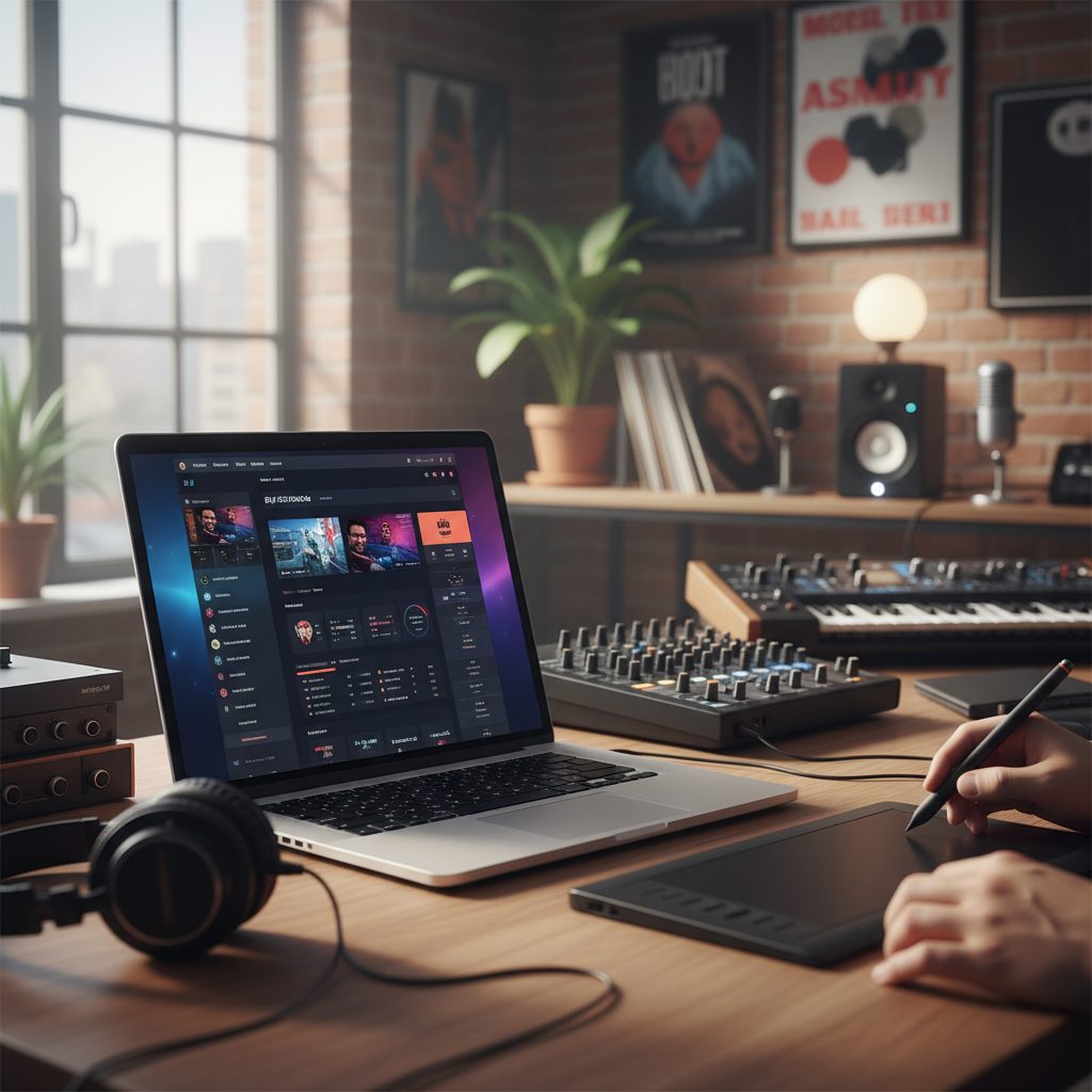 Realistische foto passend bij Wie kan een mooie dj website maken? voor website SEO-tekst; hoge resol
